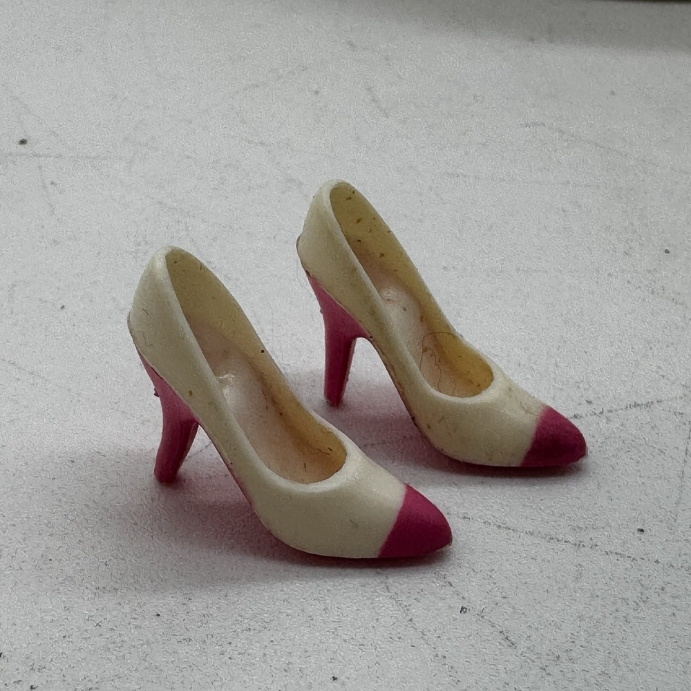 Vintage Barbie Day to Night #7929 White Pink Heels Pumps Shoes 1984 Mattel